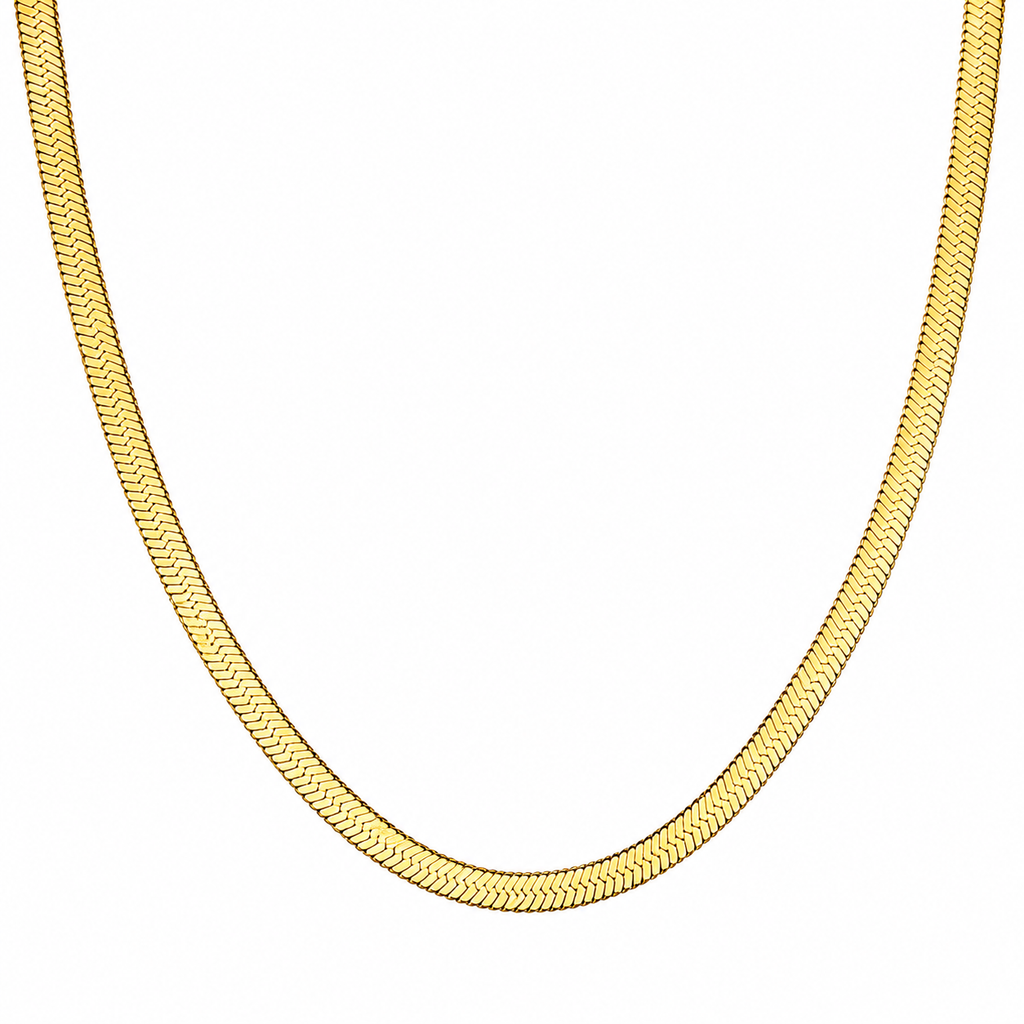 Gold Plated Herringbone Snake Chain Necklace for Women