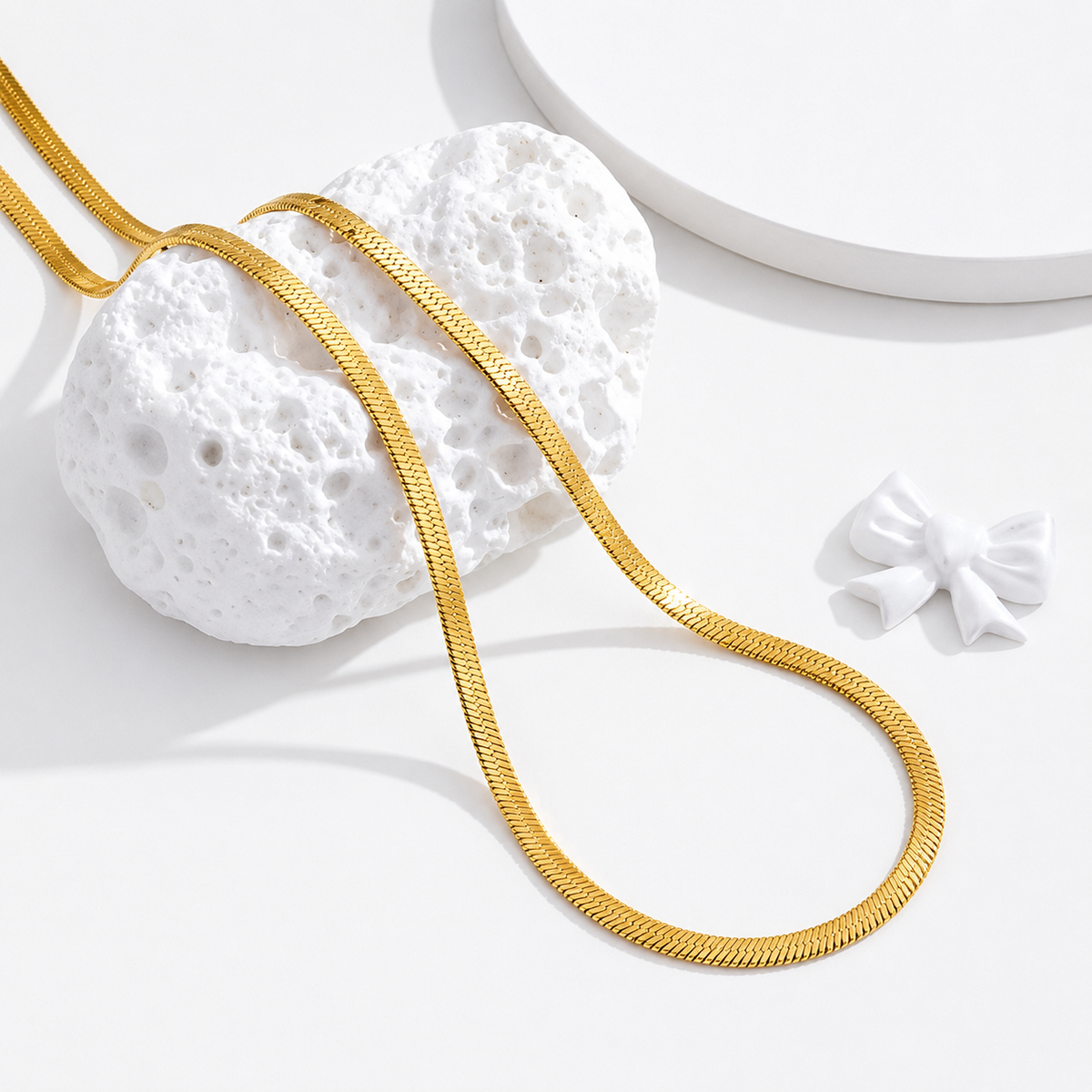 Gold Plated Herringbone Snake Chain Necklace for Women